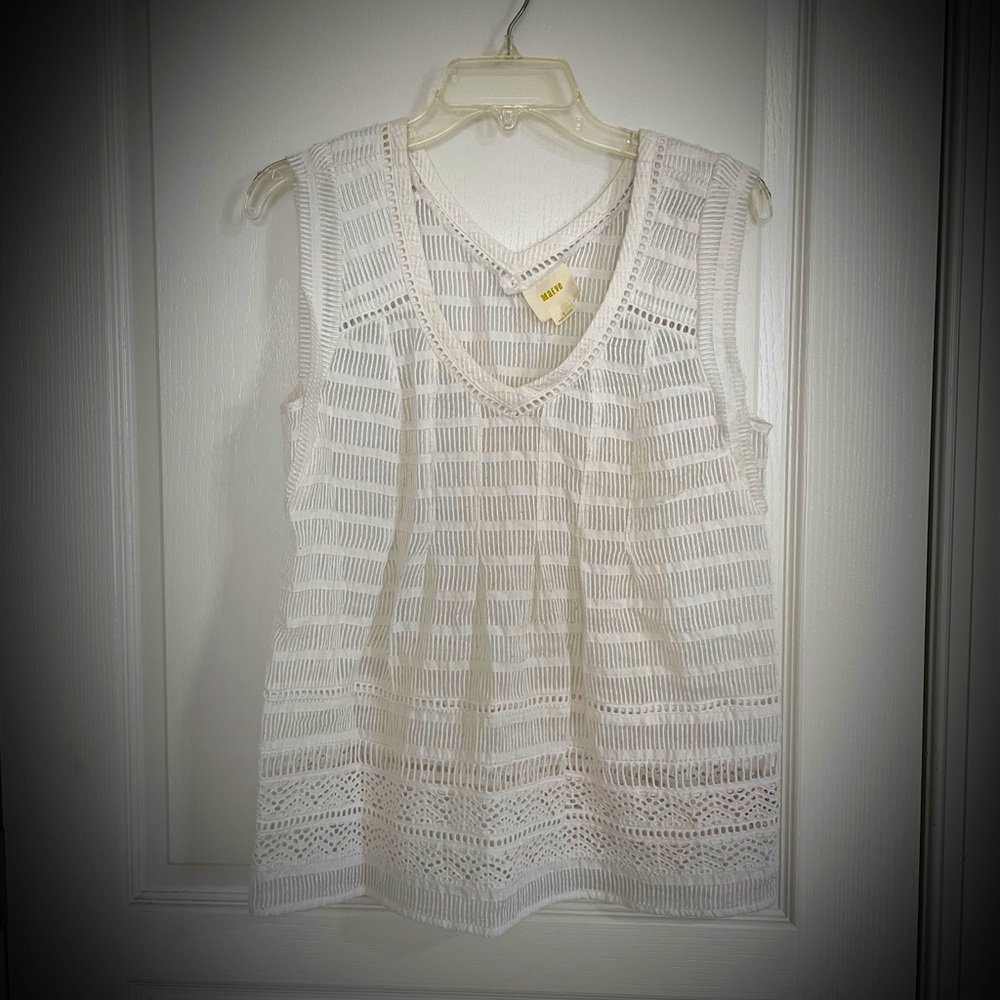 Anthropologie White Sleeveless Top